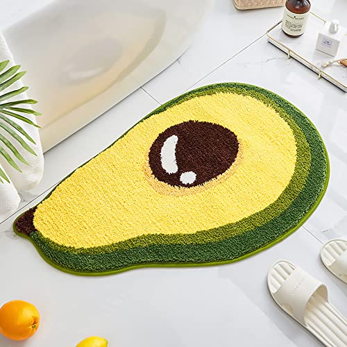 Ukeler Cute Avocado Shape Bath Rug for Kids Non Slip Absorbent Bathroom Mat Washable Shaggy Kids Bedroom Decor Bathroom Door Mat 19.7''x31.5'' - color: Avocado