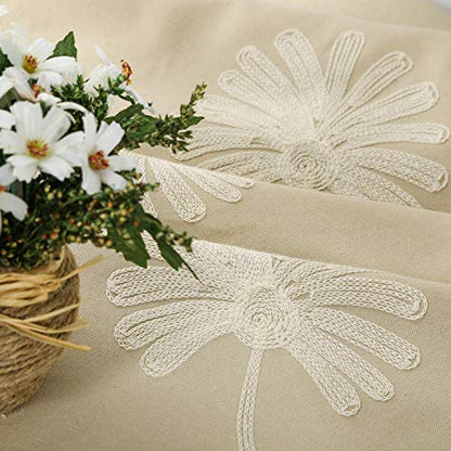 VOGOL Floral Embroidered Grommet Curtains, 52 x 63, 2 Panels, Beige - color: Beige, size: 52"W x 63"L (Pack of 2)