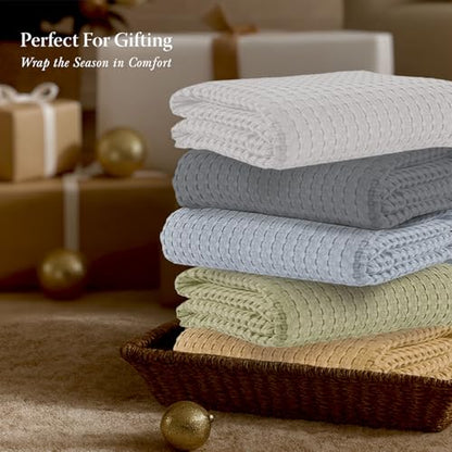 Threadmill Twin Waffle Bed Blanket, Rayon Derived from Bamboo,Scottish Grey - color: Scottish Grey, size: Twin (68" x 92")