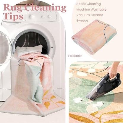 MUJOO 2x3 Washable Rug Small Area Rugs Non Slip Mid Century Modern - color: Pink（modern）, size: 2' x 3' (Rectangular)