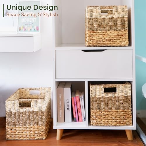 CHI AN HOME 12x12 Baskets for Cube Storage, Wicker Cube Storage Bins Set 4 - size: 11.8 x 11.8 in