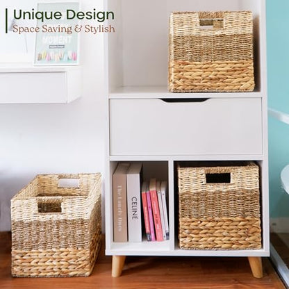 CHI AN HOME 12x12 Baskets for Cube Storage, Wicker Cube Storage Bins Set 4 - size: 11.8 x 11.8 in