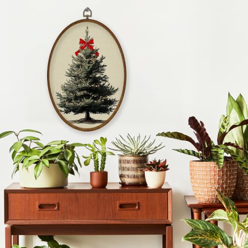 WULQYING Red Bow Christmas Tree Oval Wall Art Decor Print Home 8.6x11.4 - color: Color04