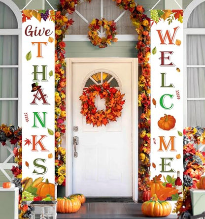 Thanksgiving Decorations Indoor Outdoor GIVE THANKS Banner 72"X12"