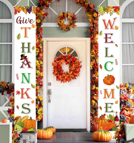 Thanksgiving Decorations Indoor Outdoor GIVE THANKS Banner 72"X12"