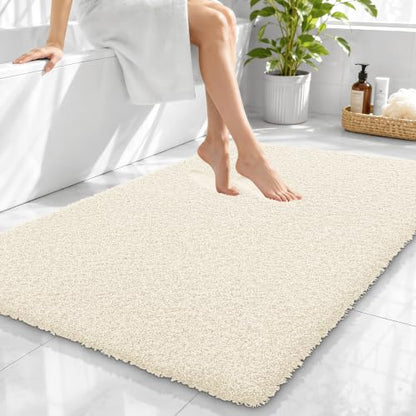 OLANLY Microfiber Large Bathroom Rugs 40x32, Soft Absorbent Bath Mat, White - color: White, size: 40" X 32"