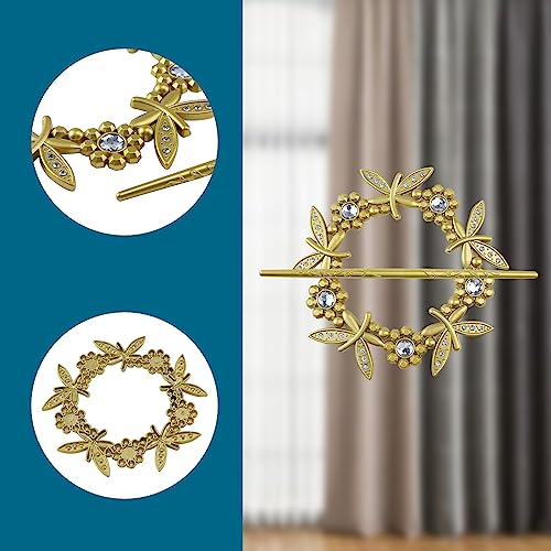 2 Pack Gold Dragonfly Curtain Tiebacks Round Gold Drapery Holdbacks - style: Gold Dragonfly