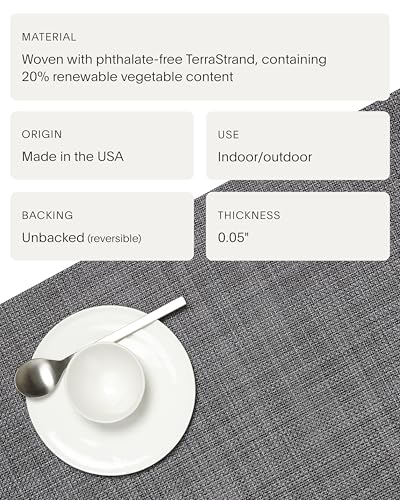 Chilewich Mini Basketweave Placemats, Woven Rectangle Placemats Set of 4 - color: Cool Grey, size: 14"x19"