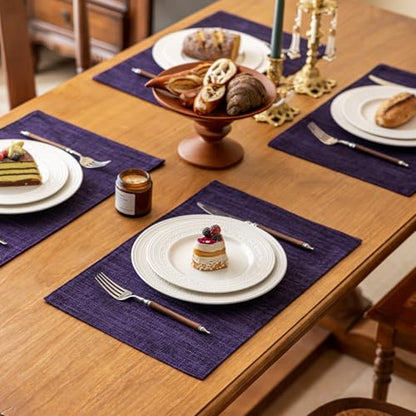 KXN Placemats Set of 4, Durable Dual-Layer Fabric Table Mats, Purple - color: Purple