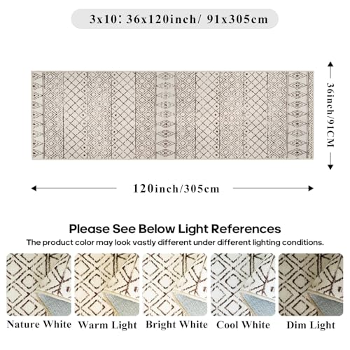 3x10 Machine Washable Runner Rug:Hallway Runner Rugs Geometric Beige - color: Geo Beige, size: 3' x 10' (Rectangular)