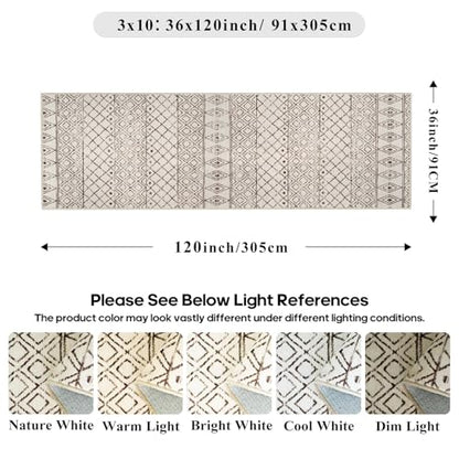 3x10 Machine Washable Runner Rug:Hallway Runner Rugs Geometric Beige - color: Geo Beige, size: 3' x 10' (Rectangular)