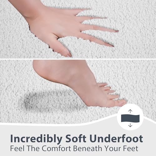 anllugs Bathroom Rugs, 24" x 60" Soft Bath Rugs, White - color: White, size: 24" X 60"