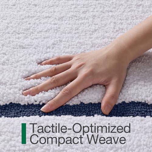 LUMI Bathroom Rug, Non Slip Absorbent Bath Mat, White Blue, 20"x32" - color: White+blue, size: 20"x32"