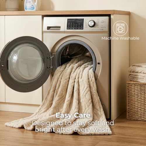 The Seacliff Blanket 50x60 Throw, Sand Brown – Lightweight Soft Fleece Throw Blanket for Couch, Breathable All Season, Coastal Wave Texture - color: Sand Brown, size: Throw 50x60