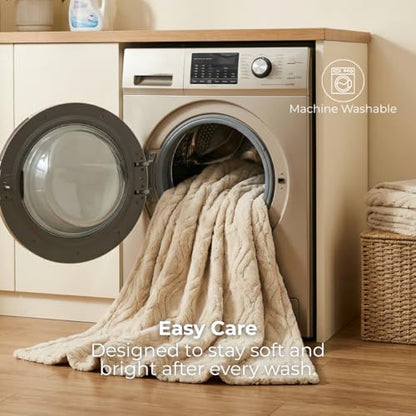 The Seacliff Blanket 50x60 Throw, Sand Brown – Lightweight Soft Fleece Throw Blanket for Couch, Breathable All Season, Coastal Wave Texture - color: Sand Brown, size: Throw 50x60