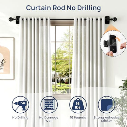 ENJOYBASICS Curtain Rods No Drilling for Renter, 28-120" Adjustable, Black - color: Black, size: 27-130"