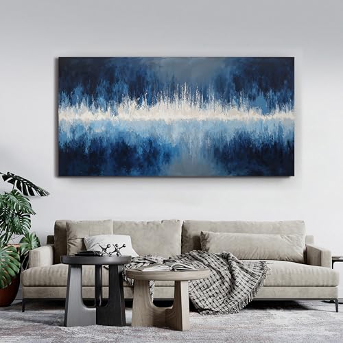 YISXINOAG Deep Blue Abstract Wall Art Modern Calm Cool Tones Canvas 29"X58" - color: deep blue, size: 58"L x 29"W