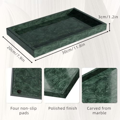 Marble Trays with Anti Slip Foot Pads,11.8x7.9x1.2in,Emerald Green - color: Emerald Green