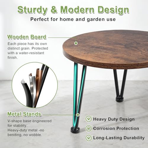 Vigordream Metal Plant Stand Indoor, Heavy Duty Wood Single Planter Holder - size: Medium