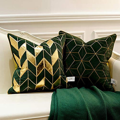 Avigers Throw Pillow Cover 18 x 18 Inch, Green Gold, Velvet, Hidden Zipper - color: Green,gold, size: 18" x 18" (Pack of 1)