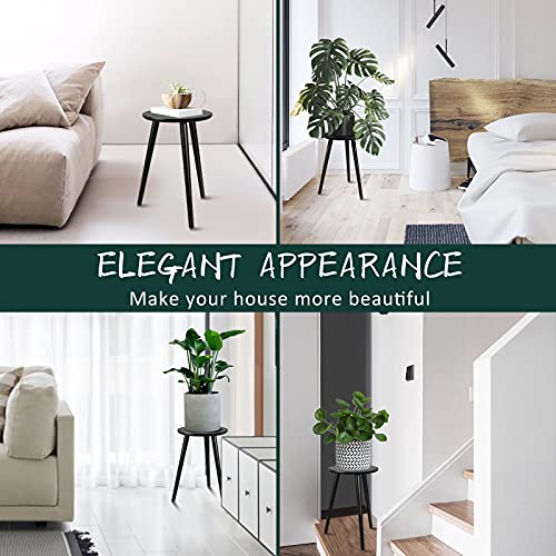 Uneedem Indoor Plant Stand, Modern Plant Table 16.5" Tall Wood Mid Century Flower Holder Small Round Side End Table - color: Black, size: 16.5"