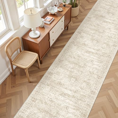 2'6 x 14' Runner Rug Non Slip,Washable Kitchen Rugs,Beige - color: Beige/Ivory, size: 2'6" x 14' (Runner)