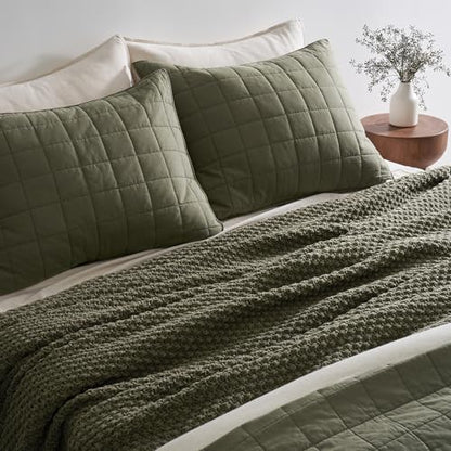 EVERGRACEHOME Chunky Chenille Knit Throw Blanket, 108x92, Olive Green - color: Olive Green, size: 108" X 92"