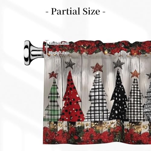 Christmas Trees Curtain Valance 54x18 Inches Window Treatment Rod Pocket Valance for Kitchen Bathroom Bedroom - color: Christmas Trees