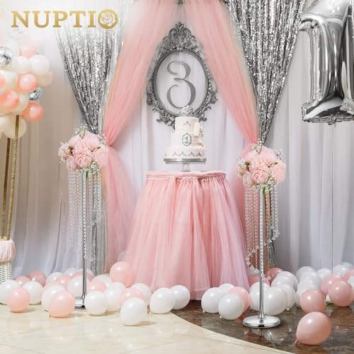 NUPTIO Tall Centerpiece for Table, Silver, 35.4", 10 Pcs - color: Silver, size: 10 Pcs 35.4 in