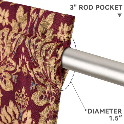 Loom and Mill Luxury Damask Valances for Windows, Burgundy Red, 54"x18" - color: Lafaye-burgundy Red