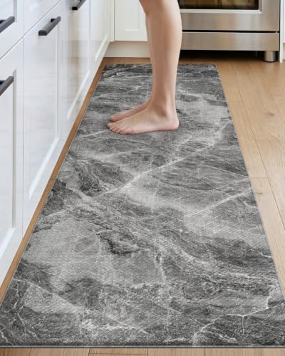 DEXI Kitchen Floor Mats Cushioned Anti Fatigue, 23x107 Dark Grey Marble - color: Grey Marble, size: 107"L x 23"W x 0.4"Th