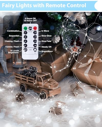 6 Pack 60 LED Fairy Lights Battery Operated with Remote, 20 FT Cool White - color: Cool White, size: 6PK（60LED with Remote）