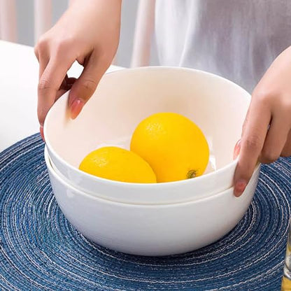 60 oz Large Pho Soup Bowls, Large Ramen Bowls, Off-White Big Ceramic Bowls Set of 3, 8 Inch - size: 8 inch 60 oz (White Rim)