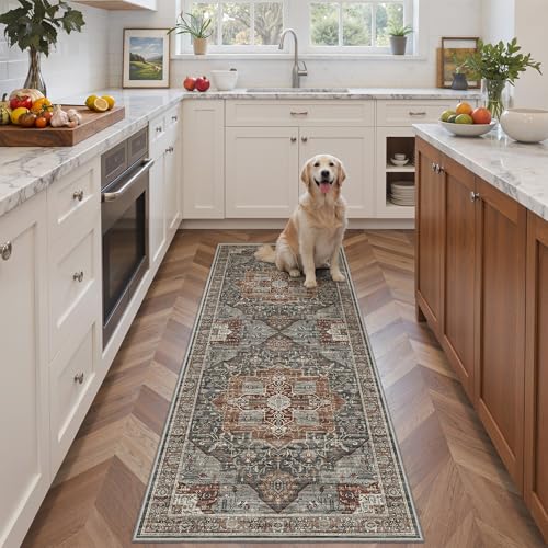 Roxstand 2x6 Washable Runner Rug, Non Slip Hallway Rugs Grey/Brown/Tan - color: Grey/Brown/Tan, size: 2'x6'(Runner)