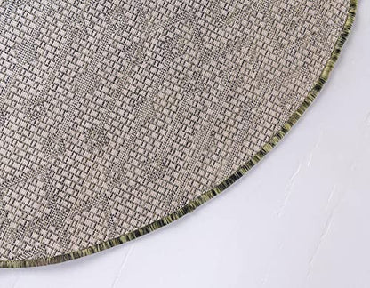 Unique Loom Outdoor Trellis Collection Area Rug - Tribal Trellis (3' 3" Round, Green/ Natural) - color: Green/Natural, size: 3'3" (Round)