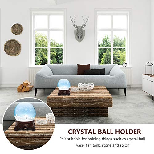 EXCEART Crystal Ball Display Stand Wooden round Pedestal for Home Decor - size: 8X3cm