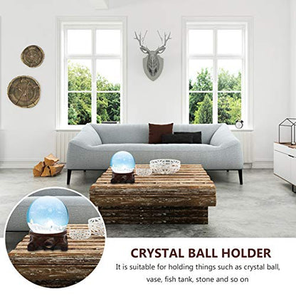 EXCEART Crystal Ball Display Stand Wooden round Pedestal for Home Decor - size: 8X3cm