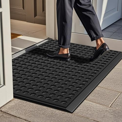 Mibao Front Door Mat, 35.5" x 24", Black, Heavy Duty Dirt Trapping - color: Black, size: 2' x 3' (Rectangular)