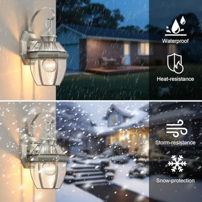 Solid Brass Outdoor Wall Light Fixtures, 12.6" - color: Brushed Nickel - 1 Pack, size: 12.6 inch