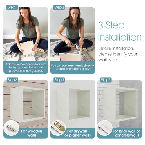 Kaboon Cube Floating Shelves Set2, Display Shelves Wall Mount 7.75" D x 12.5" W x 12.5" H, (Sea Salt, Square 2 Cubes) - color: Sea Salt, size: Square-Set2