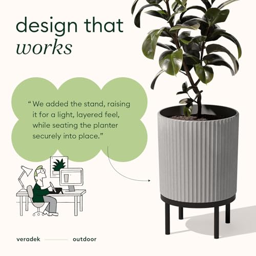 Veradek Demi Series Raised Planter - Round Planter with Stand - color: Gray/Black, size: 12 inch - 2 Pack