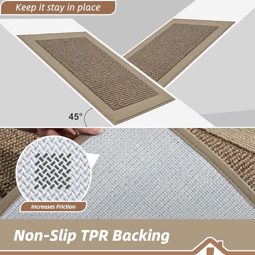 BEQHAUSE Kitchen Runner Rug 24"x72", Non Slip Kitchen Mat Washable, Taupe - color: Taupe, size: 24" X 72" (Rectangular)