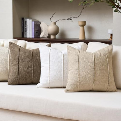 Textured Boucle Throw Pillow Covers 12x20 Inch Set of 2 Oatmeal - color: Oatmeal, size: 20" x 12" (Pack of 2)
