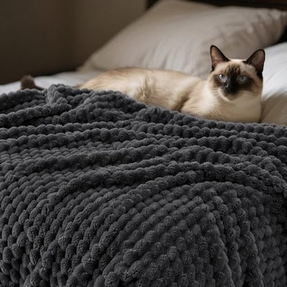 PHF Soft Cozy Fleece Throw Blanket, 340GSM Lightweight Warmth, Dark Grey - color: Dark Grey, size: Throw(50"x60")