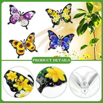 Metal Butterfly Wall Art Flower Print Butterflies Outdoor Fence Decor