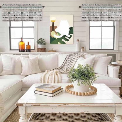 Double Love Farmhouse Valance Curtain, Rod Pocket, Polyester Blend, 1 Panel 54x18, Farmdol4183, Kitchen/Living Room/Bedroom/Bathroom/Window
