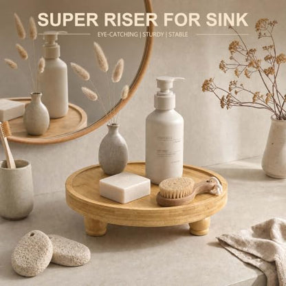 EOSAHR Round Bamboo Wood Riser for Kitchen Counter, Original wood - color: Orginal Wood