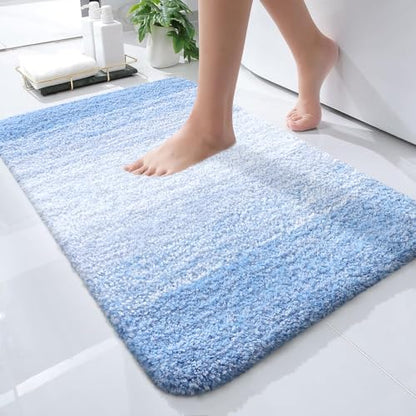 OLANLY Small Bathroom Rugs 24x16, Extra Soft Absorbent Microfiber Bath Rugs - color: Light Blue, size: 24" X 16"
