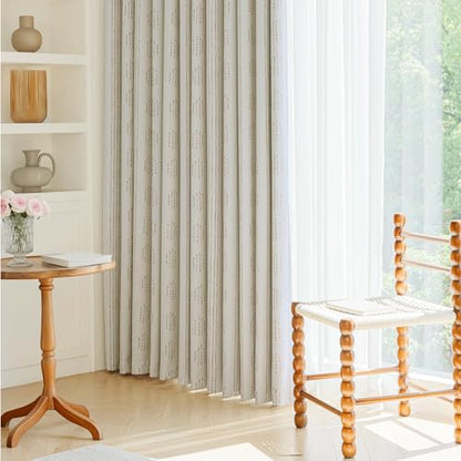 100% Blackout Taupe Boho Curtains, 84 Inches, 2 Panels for Bedroom - color: Taupe, size: 52"W x 84"L (Pack of 2)