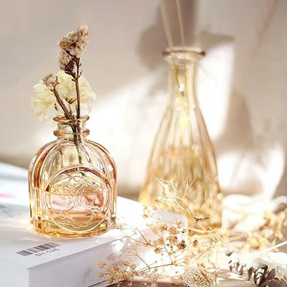 TBWIND Gold Amber Glass Bud Vases Set of 12, Small Vases for Flowers - color: Amber-12pcs, size: 12Pcs
